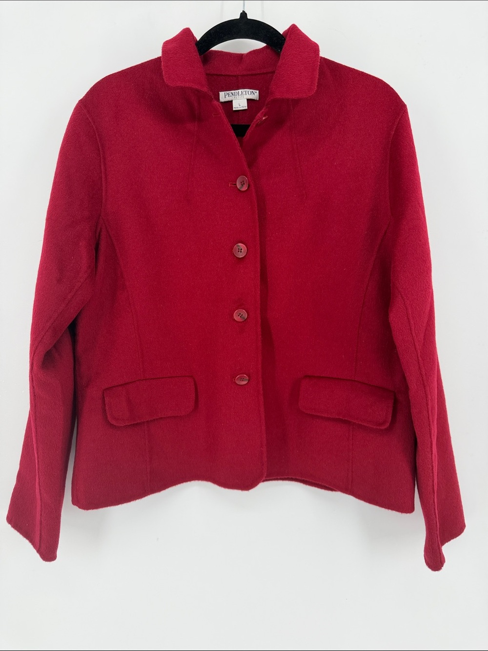 Pendleton Petite 100% Merino Wool Deep Red Blazer Jacket Women’s Size L